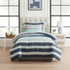 Mainstays All in One Reversible Comforter and Sheet Set, 5 Piece, Twin, Blue Stripe