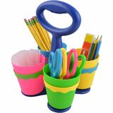 Westcott Teachers Scissors Caddy with 24 Pieces 5 Kids Anit-Microbial Blunt Scissors
