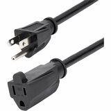 Startechcom 10ft (3m) Power Extension Cord Nema5-15r to Nema5-15p Black Extension Cord 13a 125v 16awg Computer Power Extension Cable