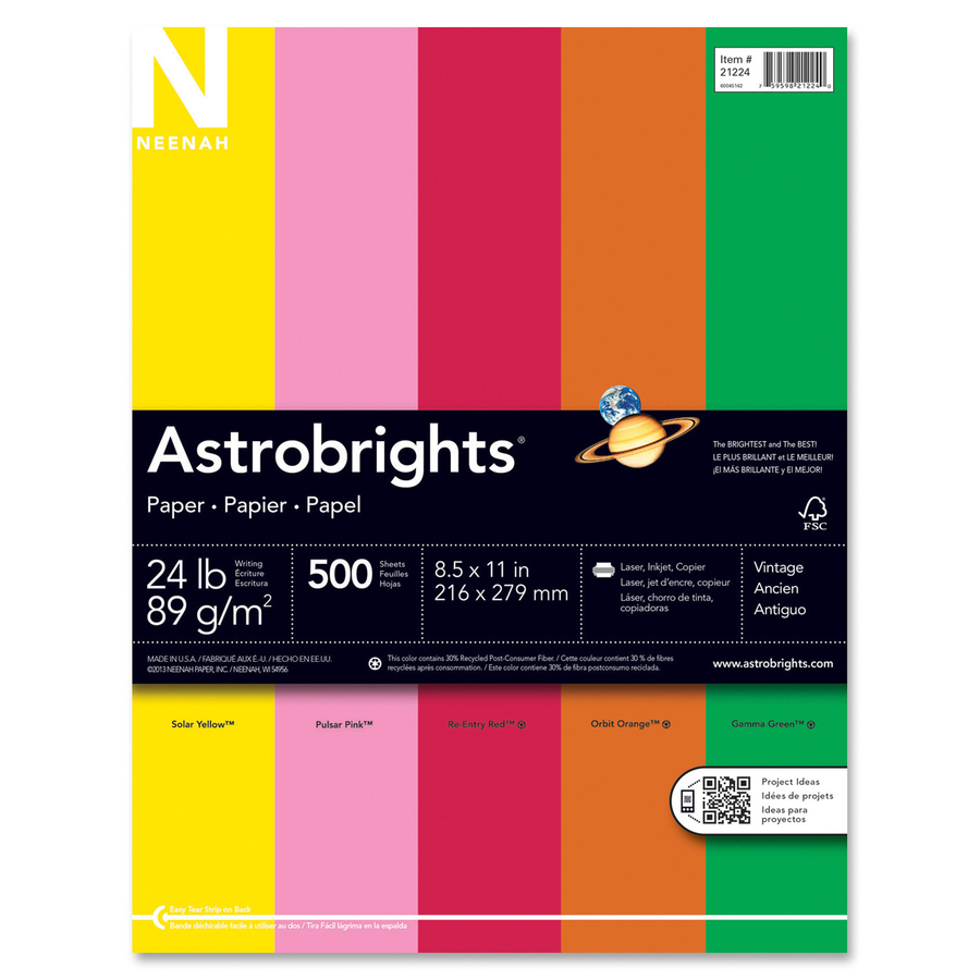 Astrobrights Color Copy Paper Vintage 5 Assorted Colours