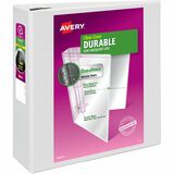 Avery&Reg Durable View 3 Ring Binder 4 Ezd&Reg Rings 1 White Binder (09801)