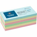 Business Source 3 Plain Pastel Colors Adhesive Notes