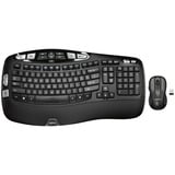 Logitech Mk550 Wireless Wave Keyboard and Mouse Combo Ergonomic Wave Design Black