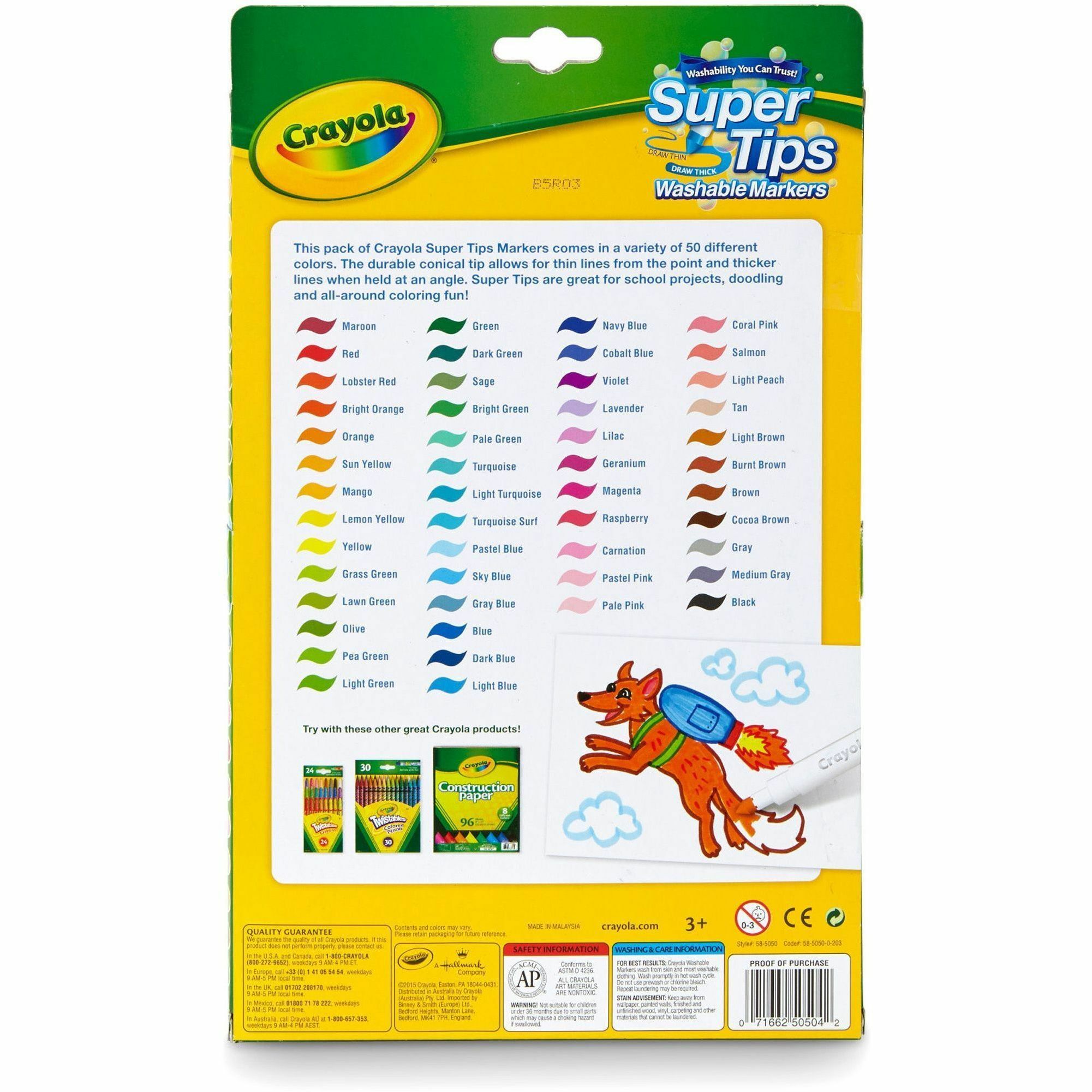 Crayola Super Tips 50-Count Washable Markers