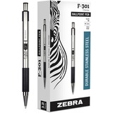 Zebra Steel 3 Series F-301 Retractable Ballpoint Pen