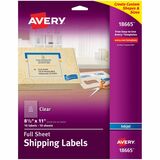 Avery&Reg Shipping Labels Permanent Adhesive Matte Frosted Clear 8-12 X 11 10 Labels (18665)
