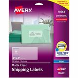 Avery&Reg Matte Clear Shipping Labels Sure Feed&Reg Technology Inkjet 2 X 4 100 Labels (18663)