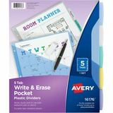 Avery&Reg Write & Erase Durable Plastic Dividers Wpockets 5-Tab Multicolor
