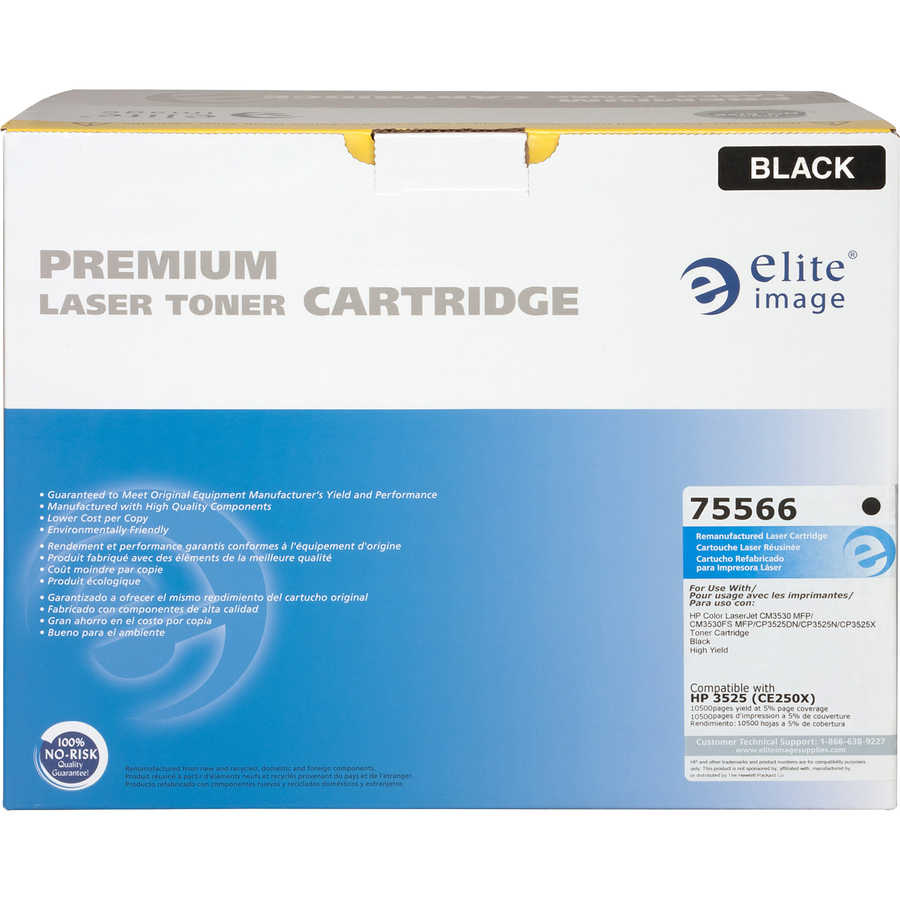 Elite Image Remanufactured Laser Toner Cartridge - Alternative for Hp 504x (Ce250x) - Black - 1 Each