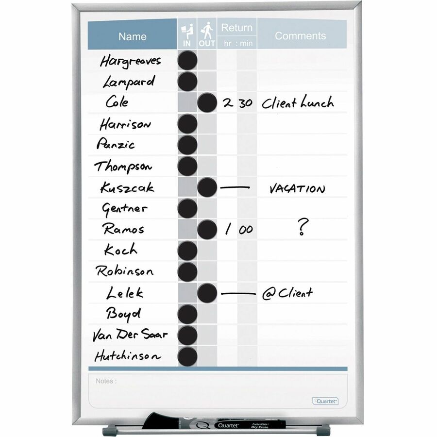Quartet Matrix 15-Employee Inout Board