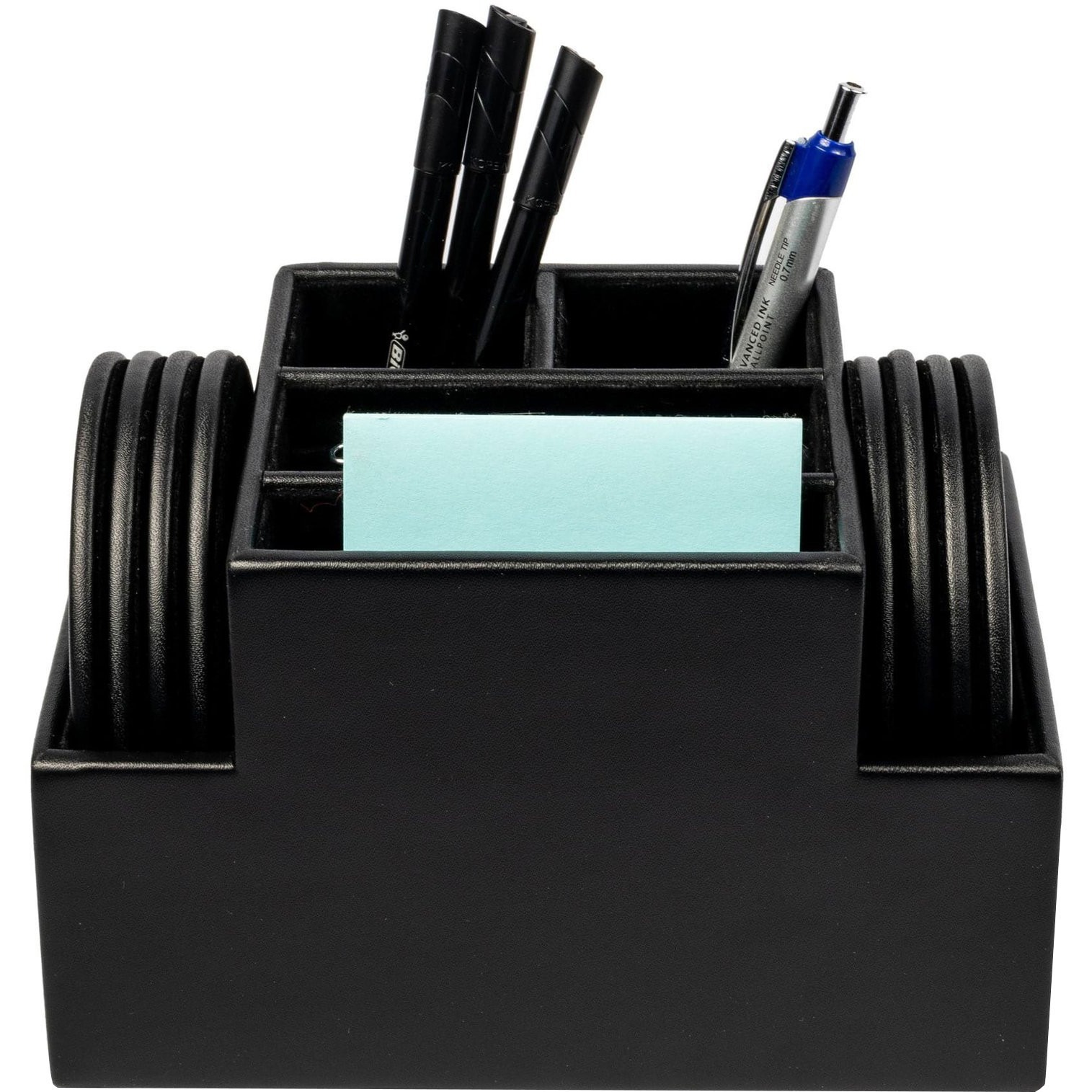Dacasso Black Leather Desk Supply Organizer