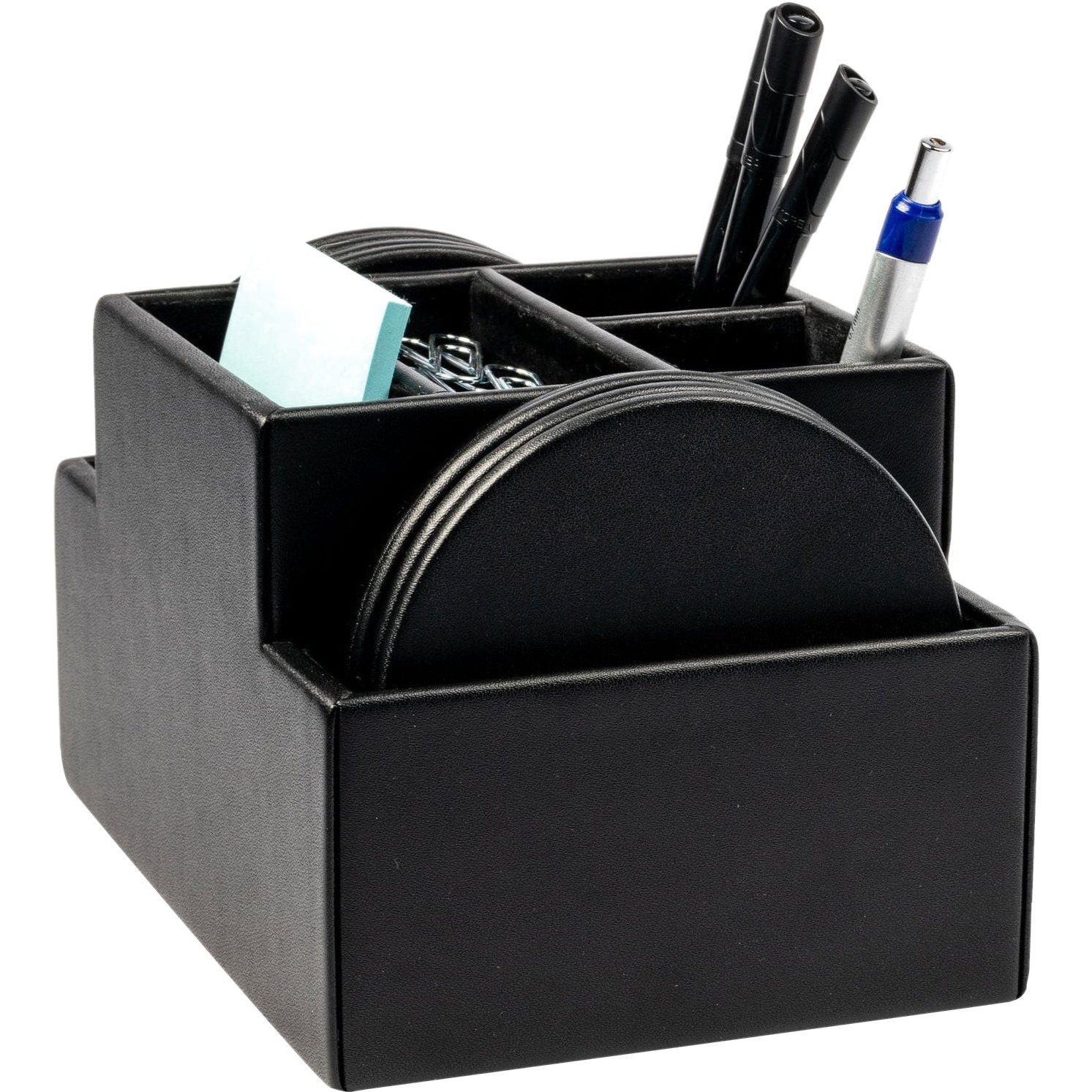 Dacasso Black Leather Desk Supply Organizer