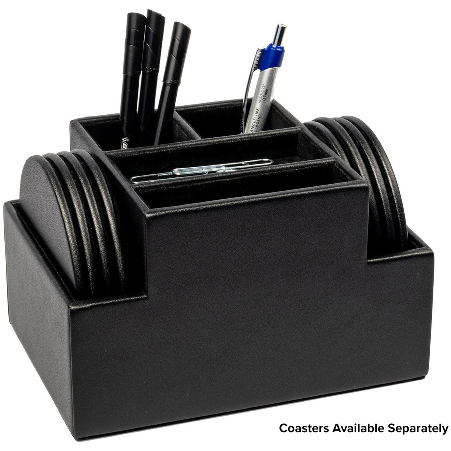 Dacasso Black Leather Desk Supply Organizer