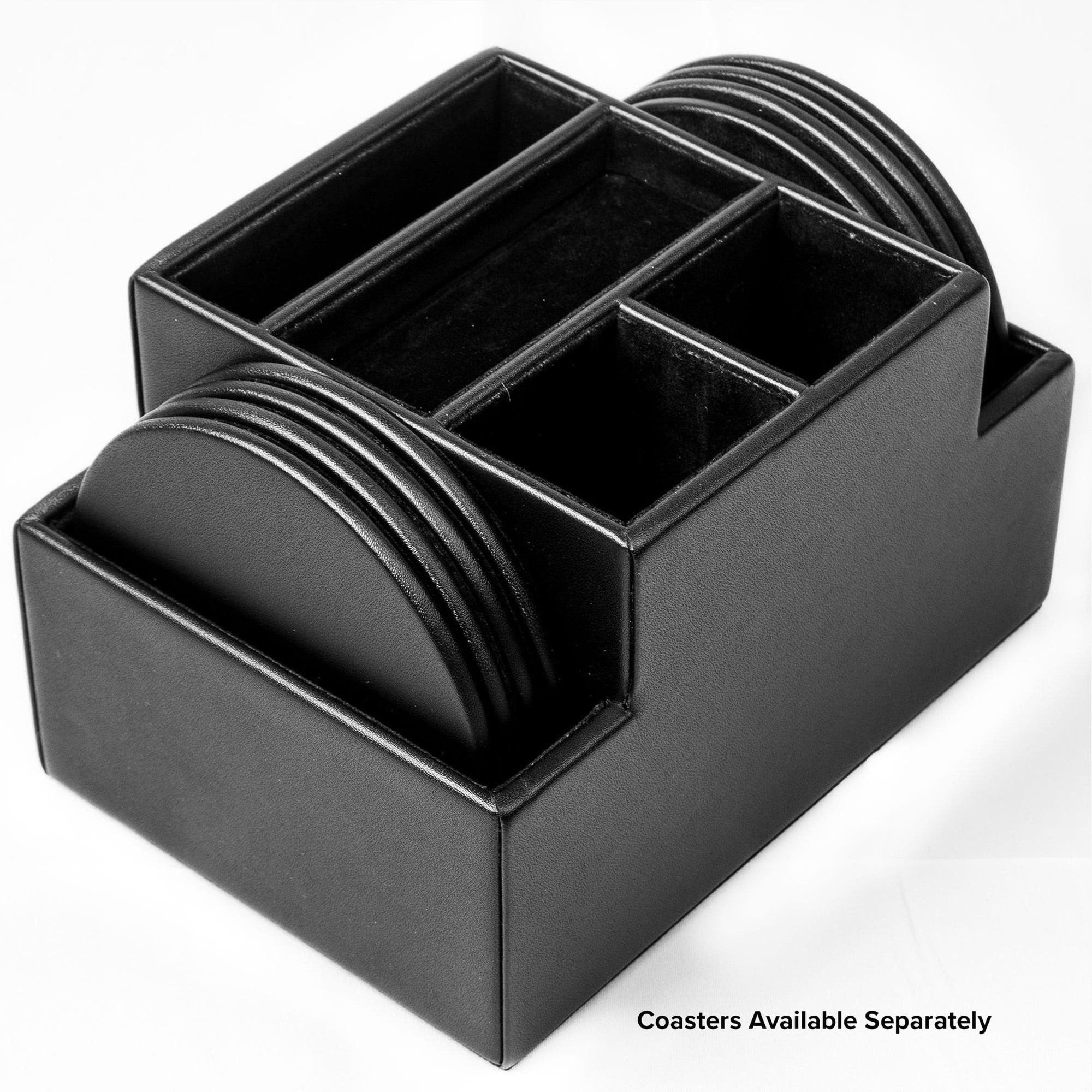 Dacasso Black Leather Desk Supply Organizer