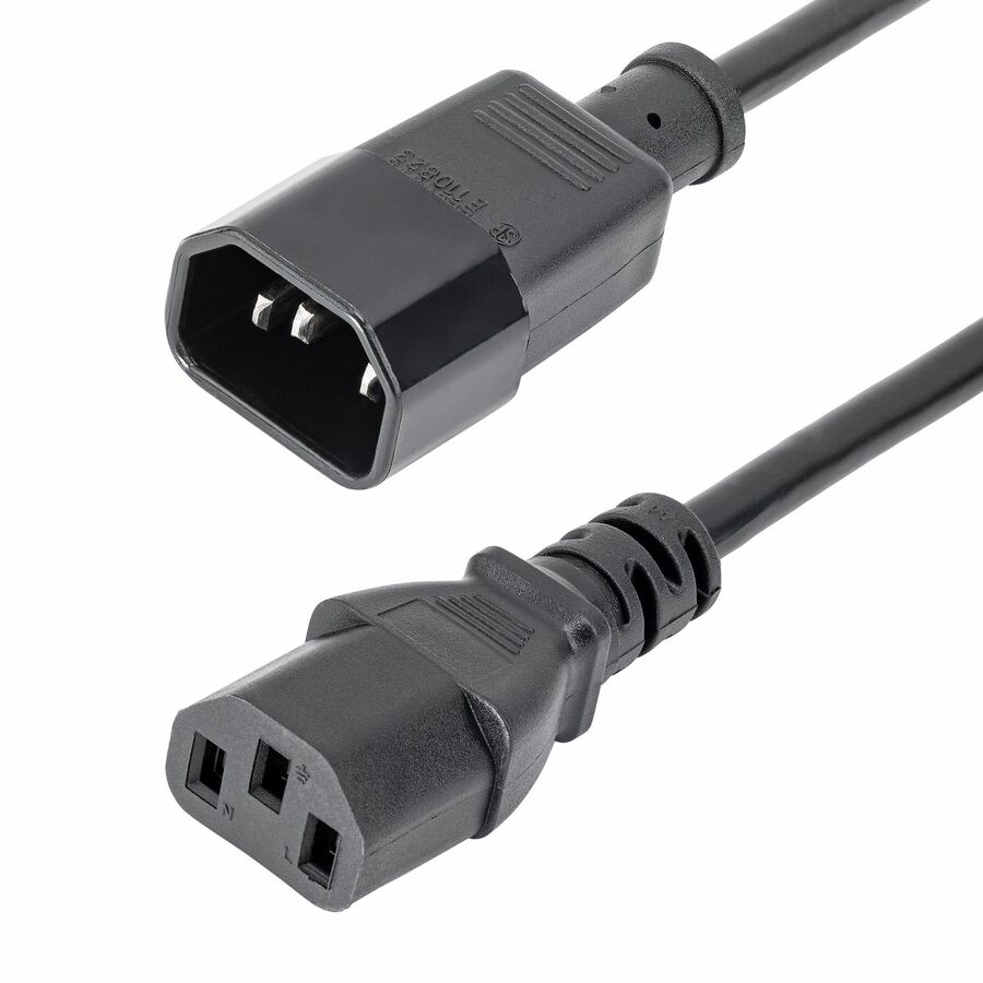 Startechcom 2ft (06m) Power Extension Cord C14 to C13 10a 125v 18awg Computer Power Cord Extension Power Supply Extension Cable