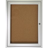 Ghent 1 Door Enclosed Natural Cork Bulletin Board with Satin Frame