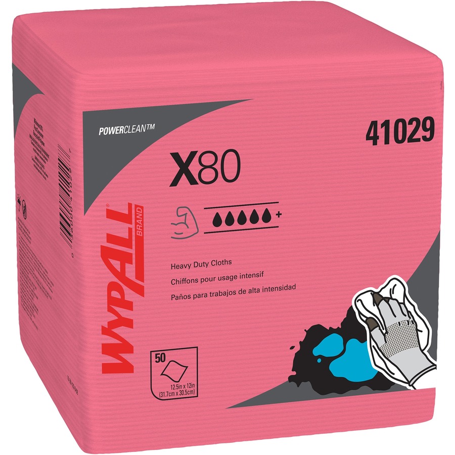 Wypall Power Clean X80 Heavy Duty Cloths Extended Use Cloths Quarter-Fold Format