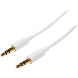 Startechcom 3m White Slim 35mm Stereo Audio Cable - Male to Male