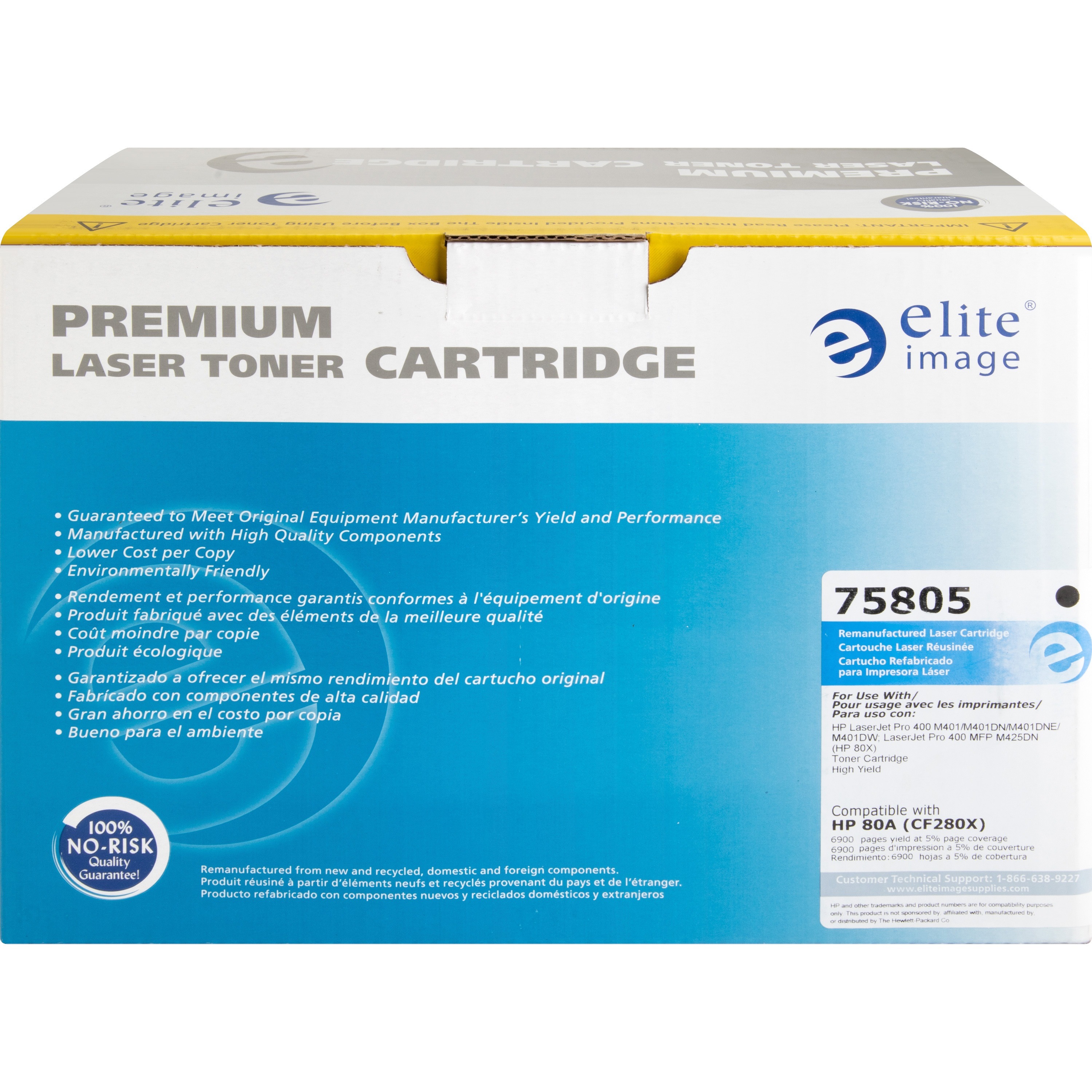 Elite Image Remanufactured High Yield Laser Toner Cartridge - Alternative for Hp 80x (Cf280x) - Black - 1 Each