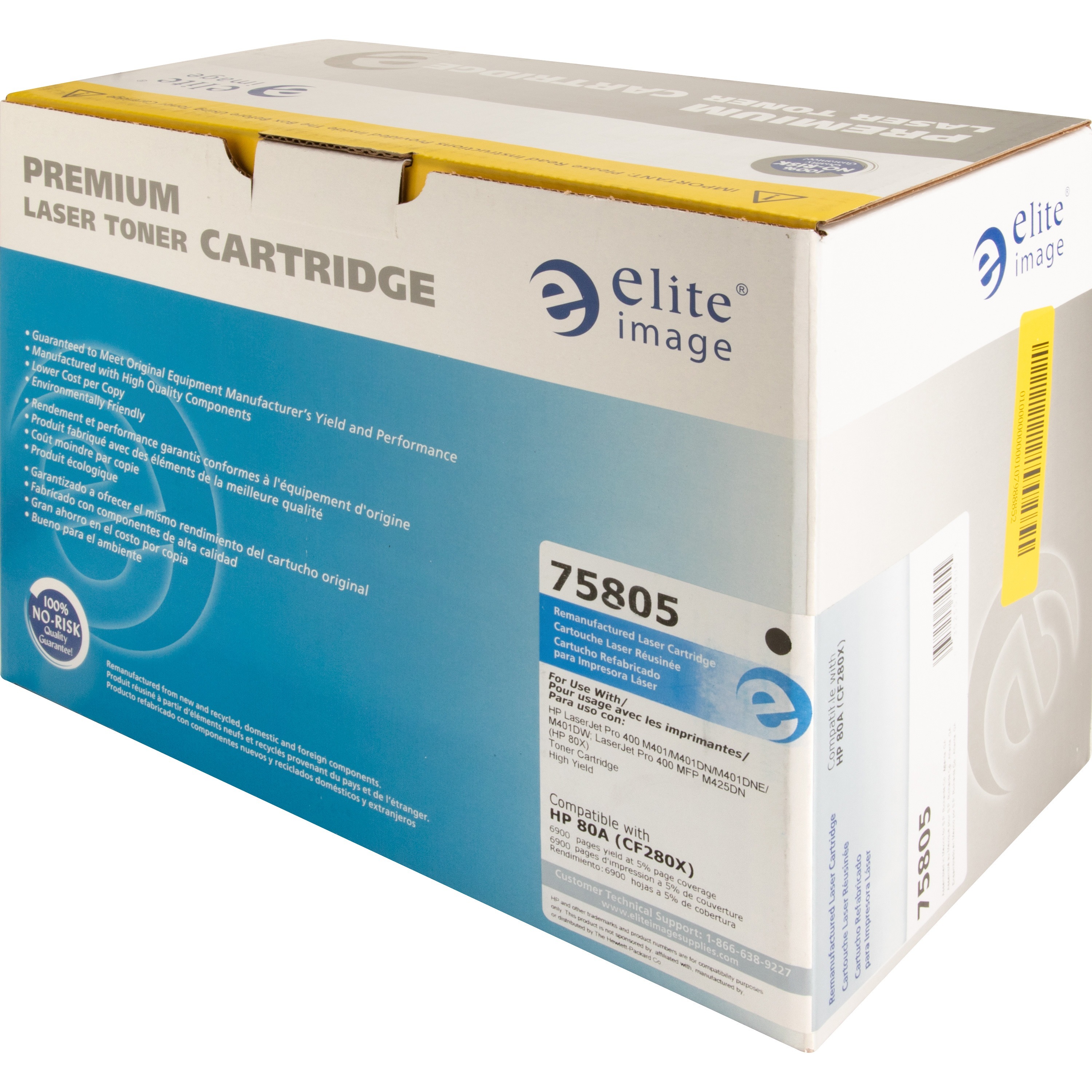 Elite Image Remanufactured High Yield Laser Toner Cartridge - Alternative for Hp 80x (Cf280x) - Black - 1 Each