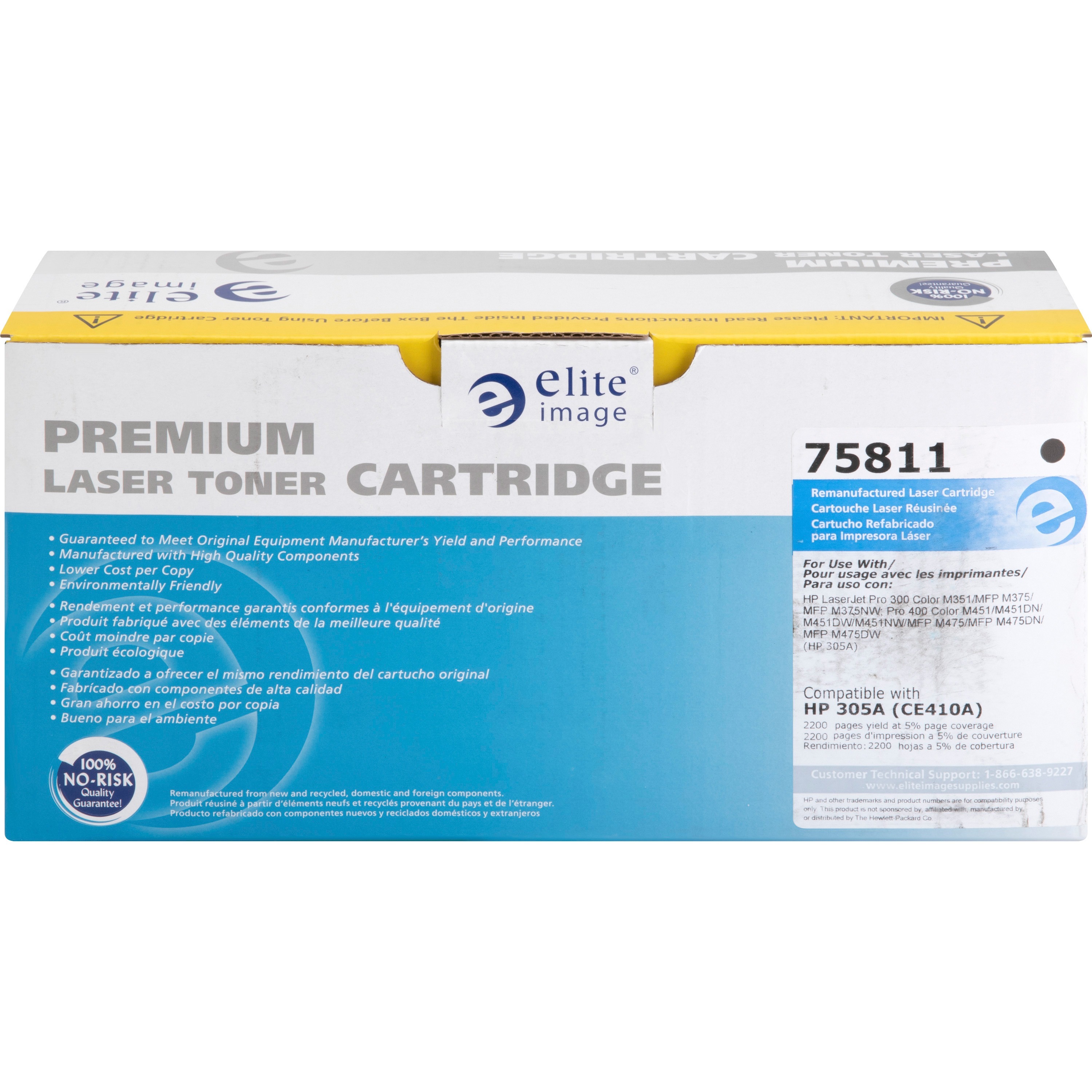 Elite Image Remanufactured Laser Toner Cartridge - Alternative for Hp 305a (Ce410a) - Black - 1 Each