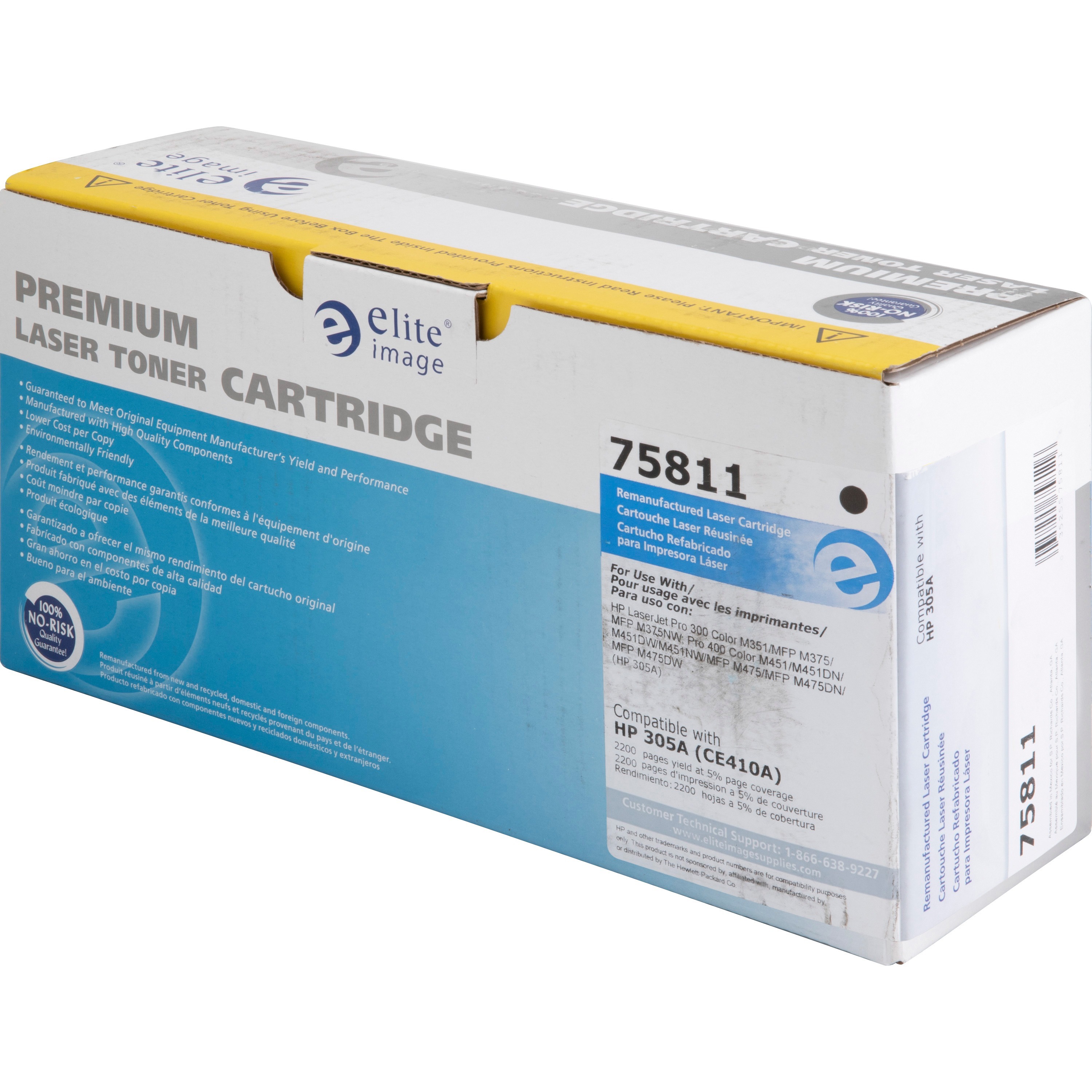 Elite Image Remanufactured Laser Toner Cartridge - Alternative for Hp 305a (Ce410a) - Black - 1 Each