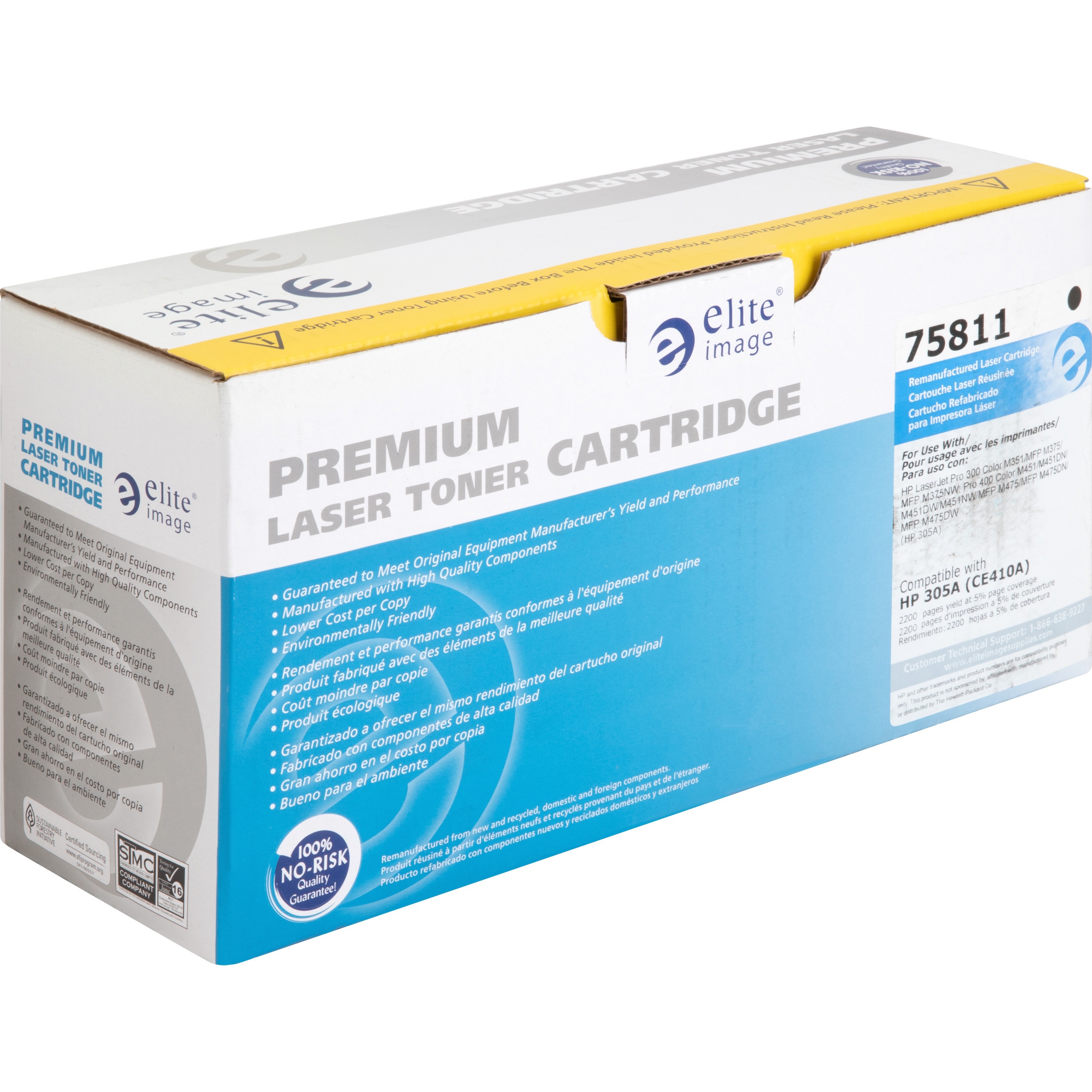 Elite Image Remanufactured Laser Toner Cartridge - Alternative for Hp 305a (Ce410a) - Black - 1 Each