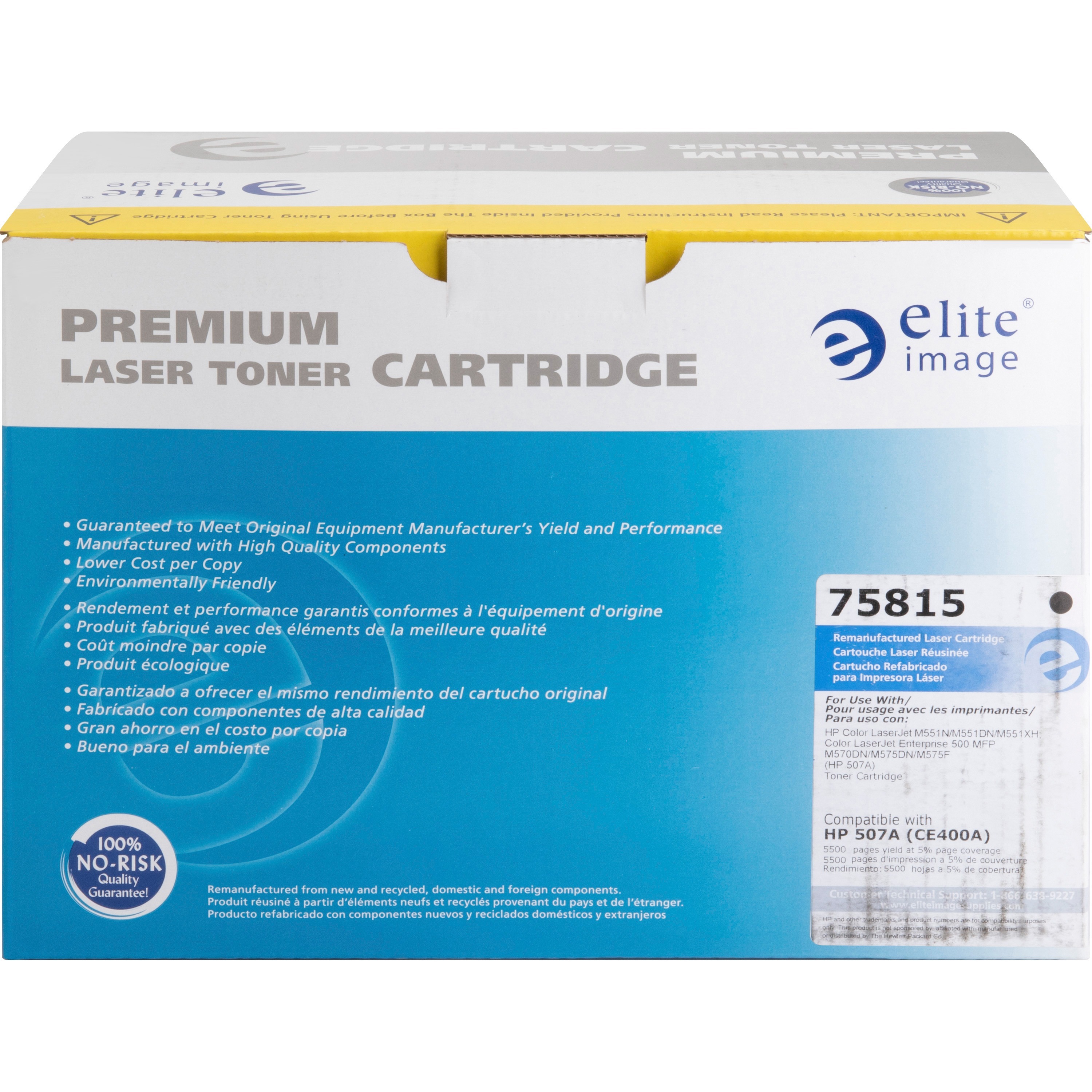 Elite Image Remanufactured Laser Toner Cartridge - Alternative for Hp 507a (Ce400a) - Black - 1 Each