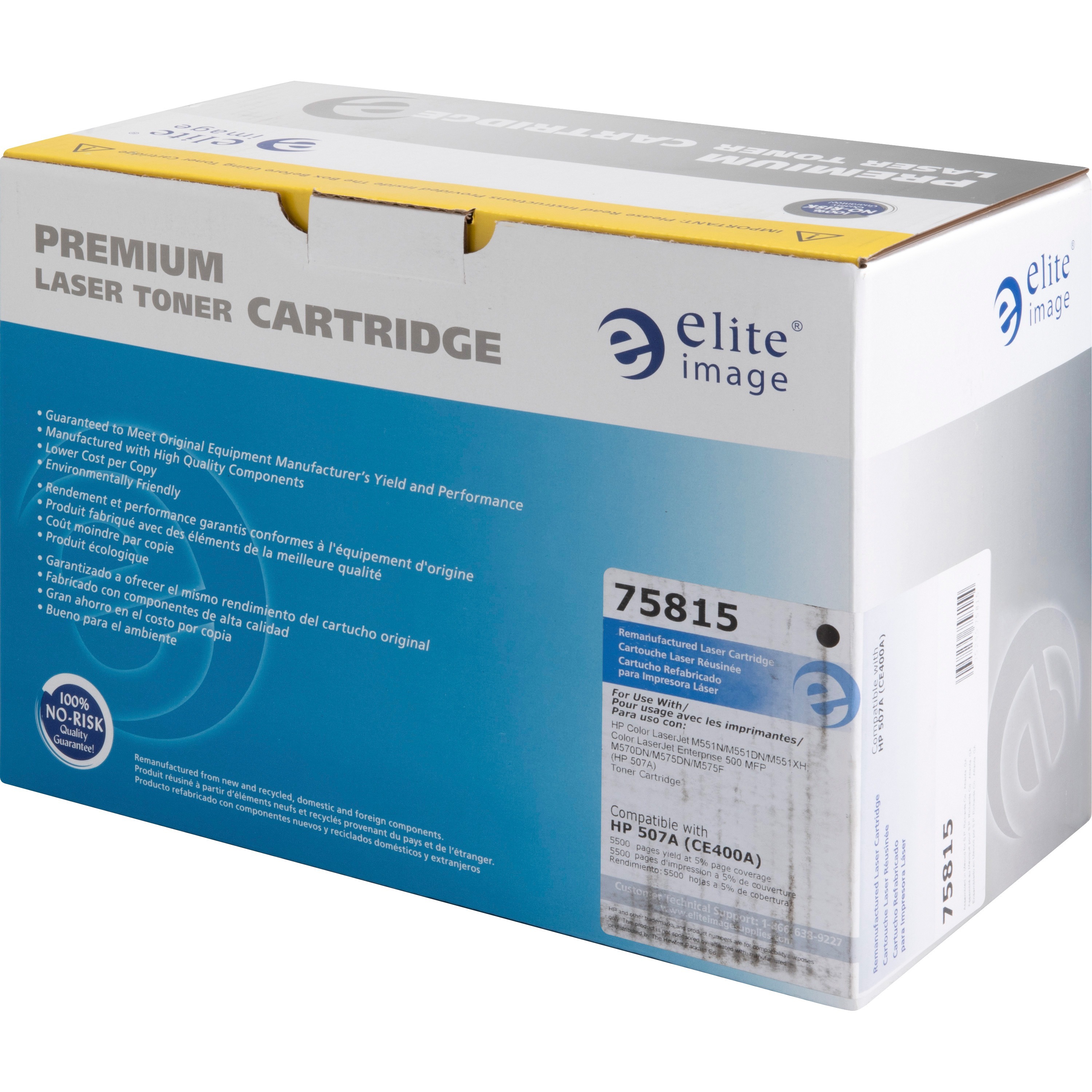 Elite Image Remanufactured Laser Toner Cartridge - Alternative for Hp 507a (Ce400a) - Black - 1 Each