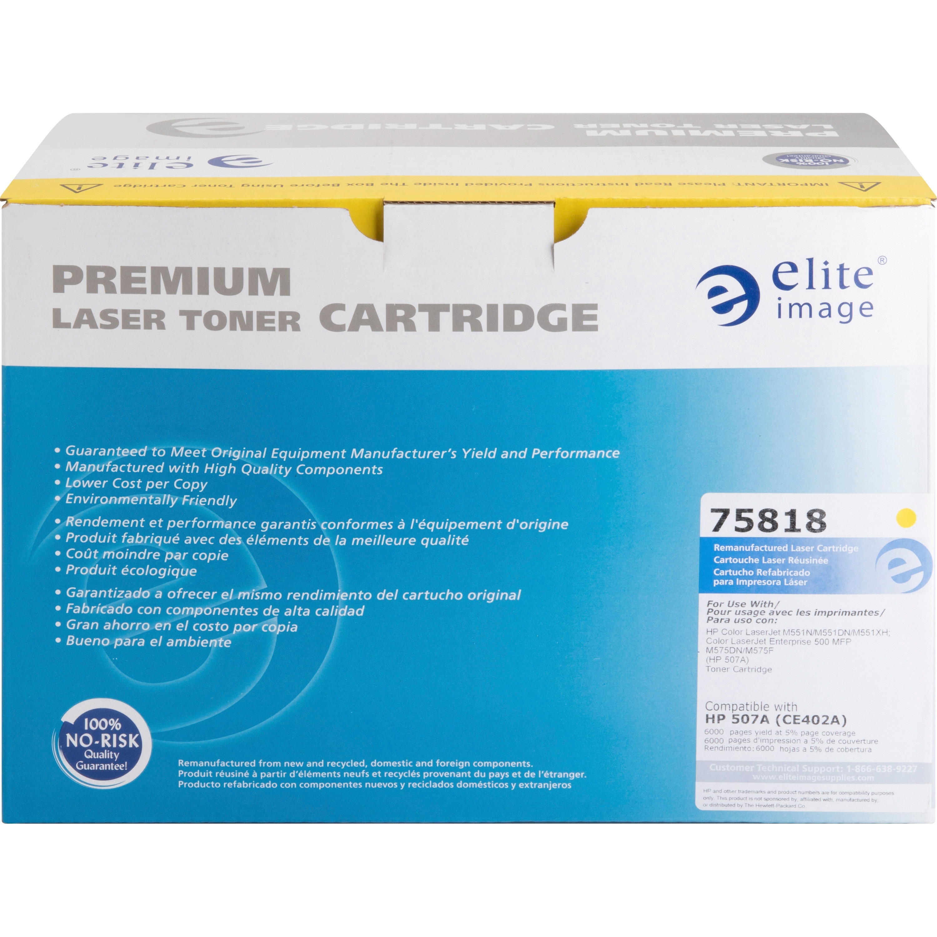 Elite Image Remanufactured Laser Toner Cartridge - Alternative for Hp 507a (Ce402a) - Yellow - 1 Each