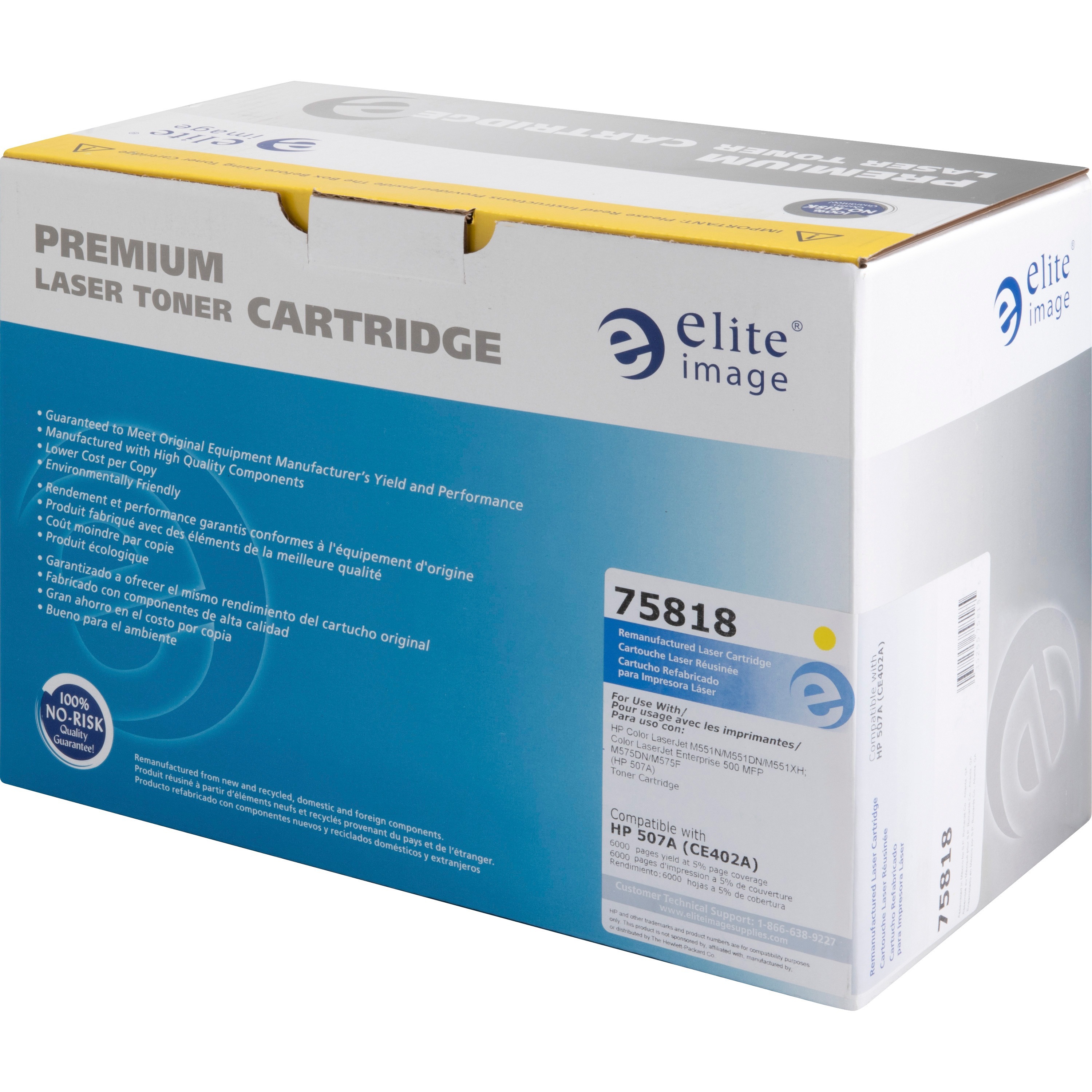 Elite Image Remanufactured Laser Toner Cartridge - Alternative for Hp 507a (Ce402a) - Yellow - 1 Each