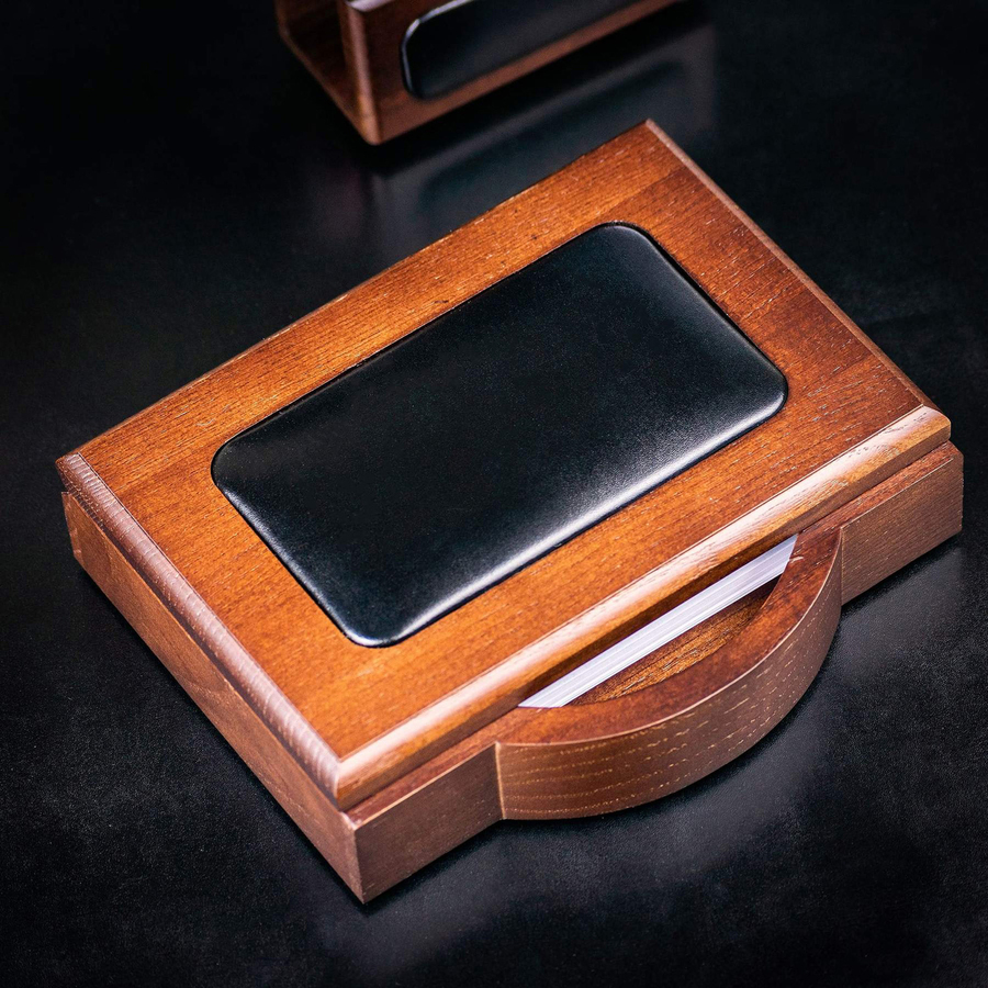 Dacasso Walnut & Leather Memo Holder