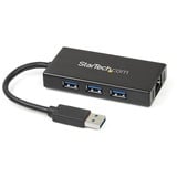 Startechcom 3 Port Portable Usb 30 Hub with Gigabit Ethernet Adapter Nic - 5gbps - Aluminum W Cable