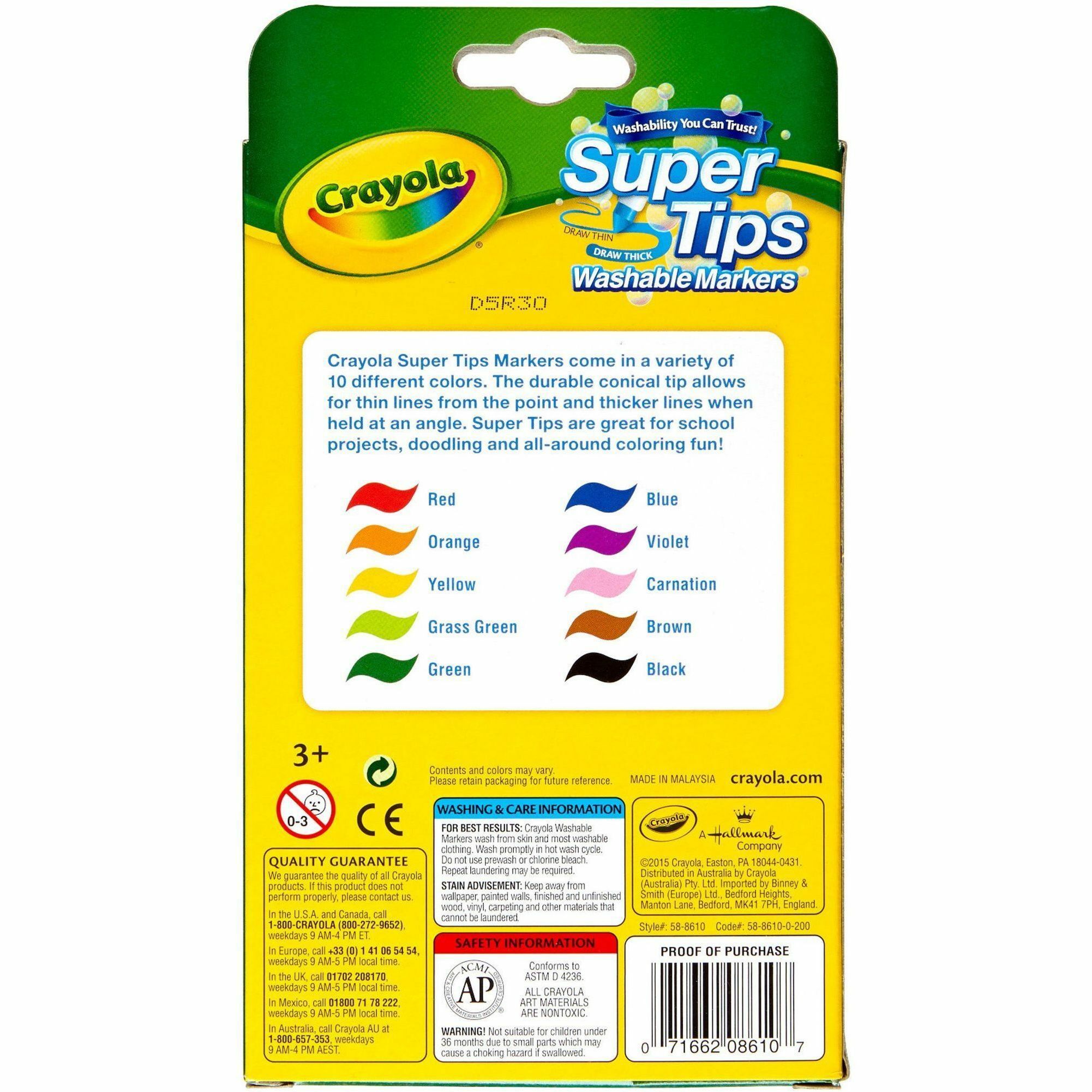 Crayola Super Tips 10-Color Washable Markers