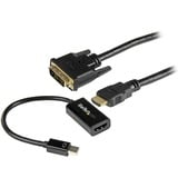 Startechcom Mdp to Dvi Connectivity Kit - Active Mini Displayport to Hdmi Converter with 6 Ft Hdmi to Dvi Cable - Mdp to Dvi Adapter Bundle