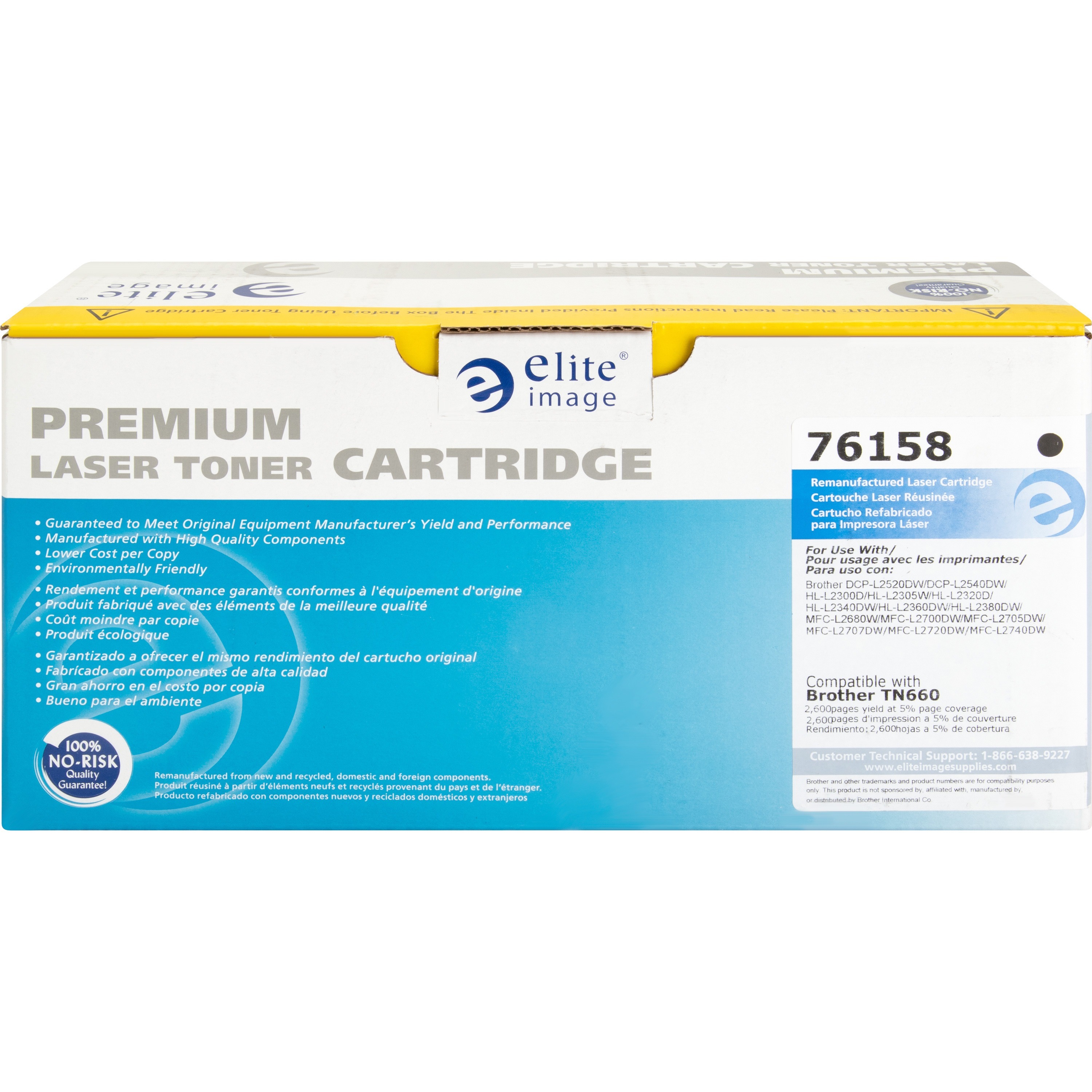 Elite Image Remanufactured Laser Toner Cartridge - Alternative for Brother TN660 - Black - 1 Each