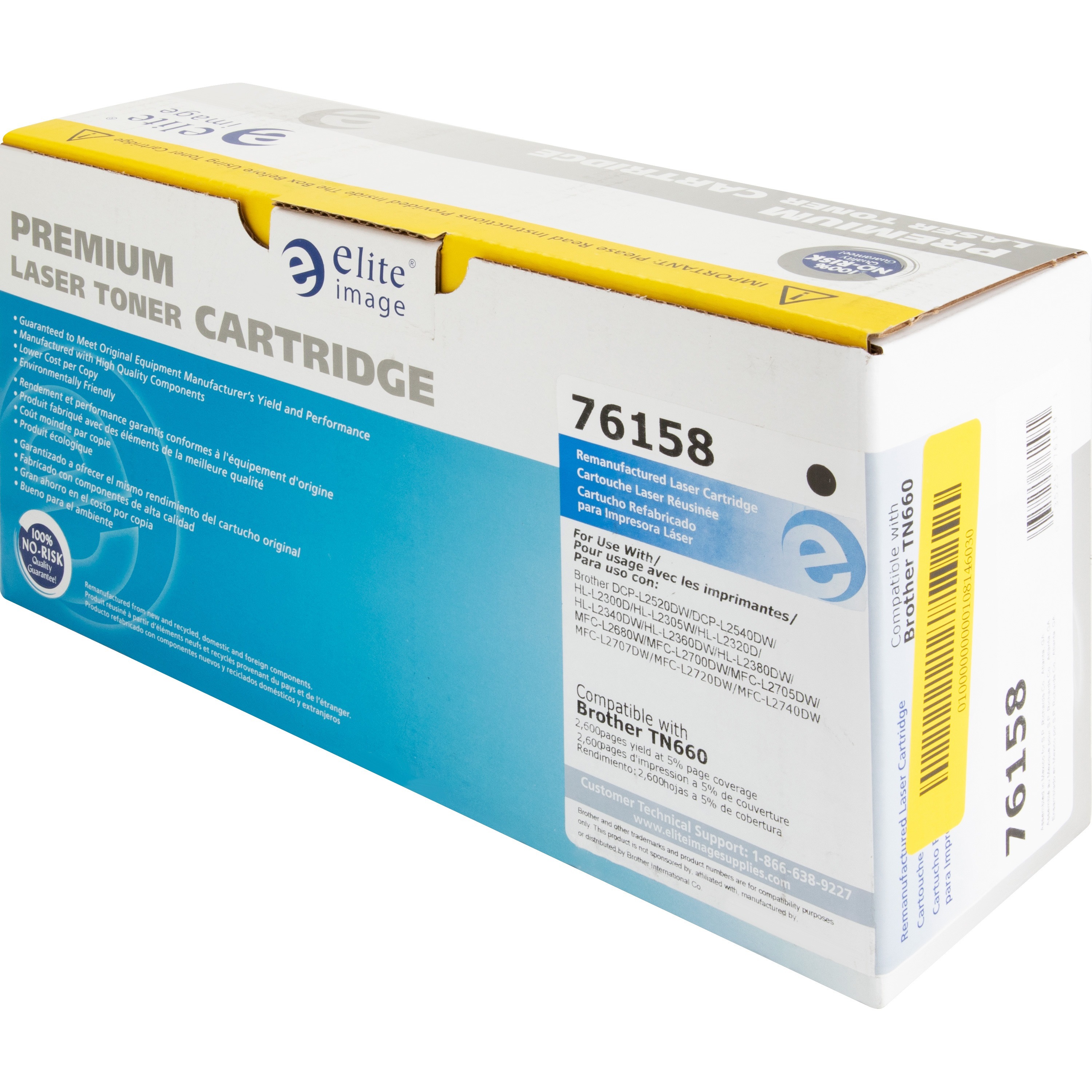 Elite Image Remanufactured Laser Toner Cartridge - Alternative for Brother TN660 - Black - 1 Each