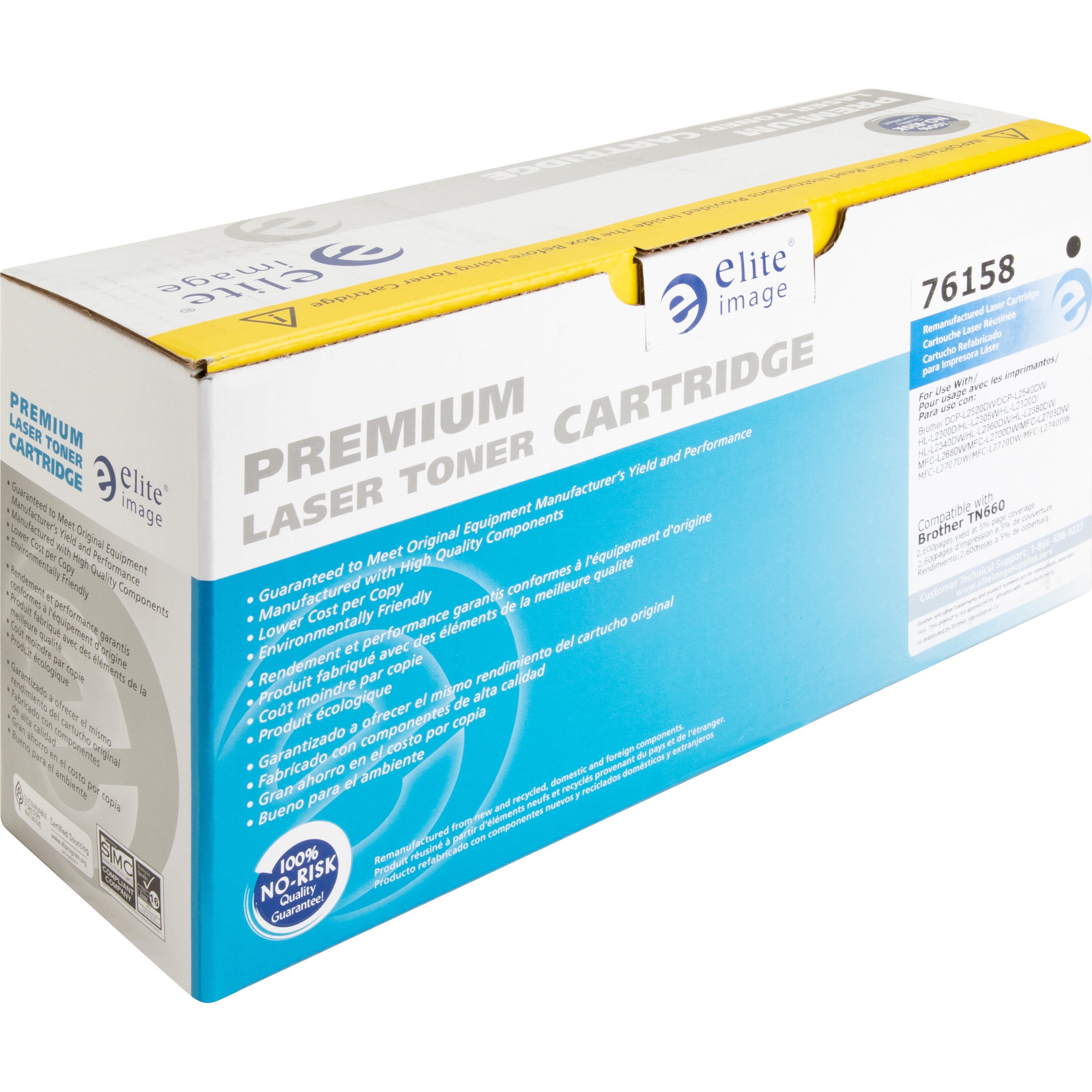 Elite Image Remanufactured Laser Toner Cartridge - Alternative for Brother TN660 - Black - 1 Each