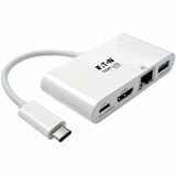 Tripp Lite Usb-C Multiport Adapter - Hdmi Usb 32 Gen 1 Port Gigabit Ethernet 60w Pd Charging Hdcp White