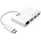 Tripp Lite 3-Port Usb-C Hub with Lan Port Usb-C to 3x Usb-a Ports Gbe Usb 30 White