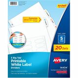 Avery&Reg Big Tab Printable White Label Dividers