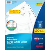 Avery&Reg Big Tab Printable Large White Dividers with Easy Peel 8 Tabs