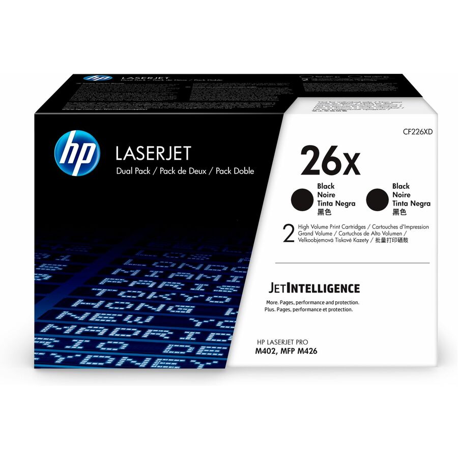 Hp 26x (Cf226xd) Original High Yield Laser Toner Cartridge - Black - 2 Carton