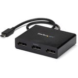 Startechcom 3-Port Usb-C Multi-Monitor Adapter Type-C to 3x Displayport 12 Mst Hub Triple 1080p Dp Display Extendersplitter Windows