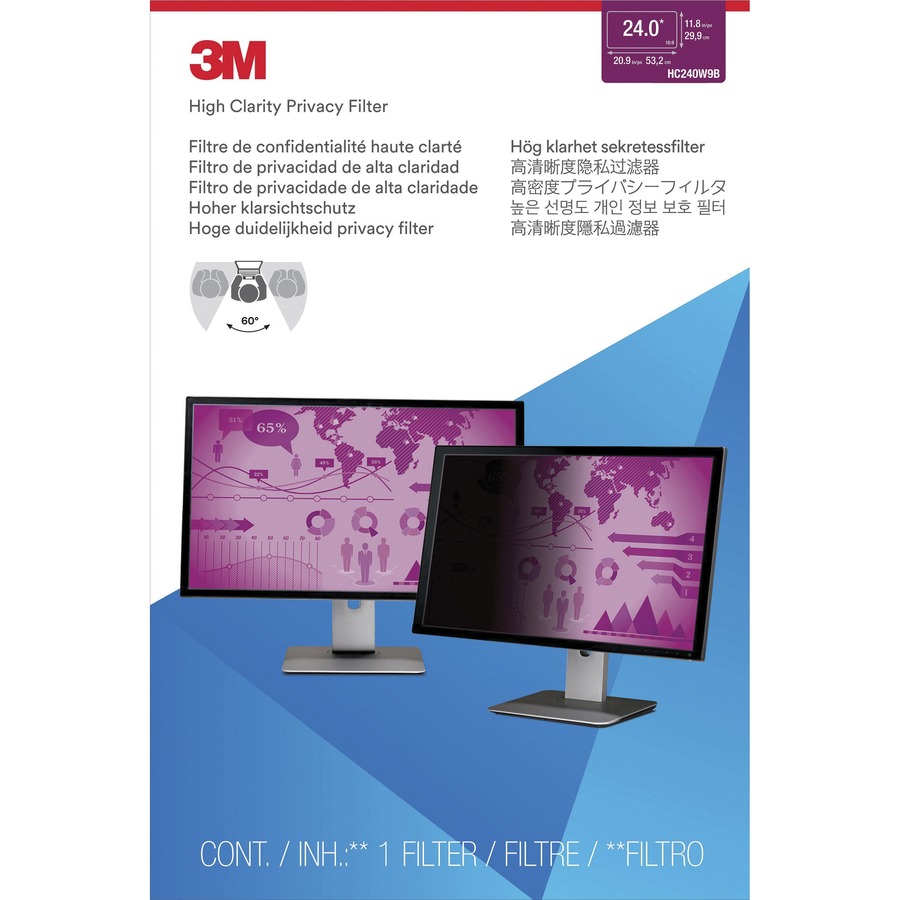 3m&Trade High Clarity Privacy Filter for 24in Monitor 169 Hc240w9b