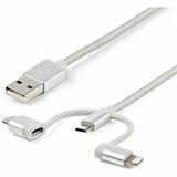 Startechcom 1m Usb Multi Charging Cable - Braided - Apple Mfi Certified - Usb 20 - Charge 1x Device at a Time - for Usb-C or Lightning Devices Attach the Corresponding Connector of