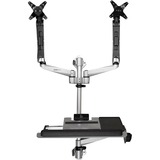 Startechcom Wall Mount Workstation - Foldable Ergonomic Standing Desk - Height Adjustable Dual 30 Vesa Monitor Arm & Keyboardmouse Tray