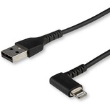Startechcom 1m Usb a to Lightning Cable Iphone Ipad Durable Right Angled 90 Degree Black Charger Cord Waramid Fiber Apple Mfi Certified
