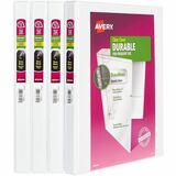 Avery&Reg Durable View 3 Ring Binders 05 Slant Rings 4 White Binders (03362)