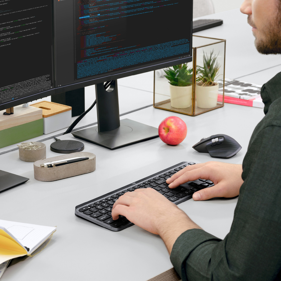 Logitech Mx Keys Advanced Wireless Illuminated Keyboard Tactile Responsive Typing Backlighting Bluetooth Usb-C Apple Macos Microsoft Windows Linux Ios Android Metal Build (Black)